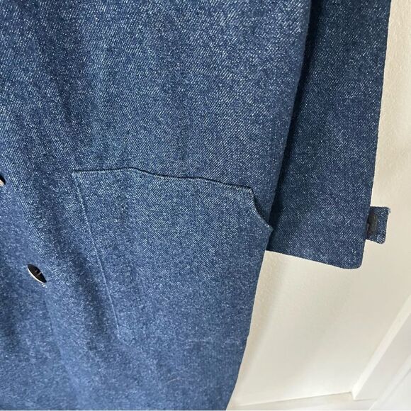 Vintage Handmade Women's Medium Denim Western Trench Coat - Picture 3 of 8